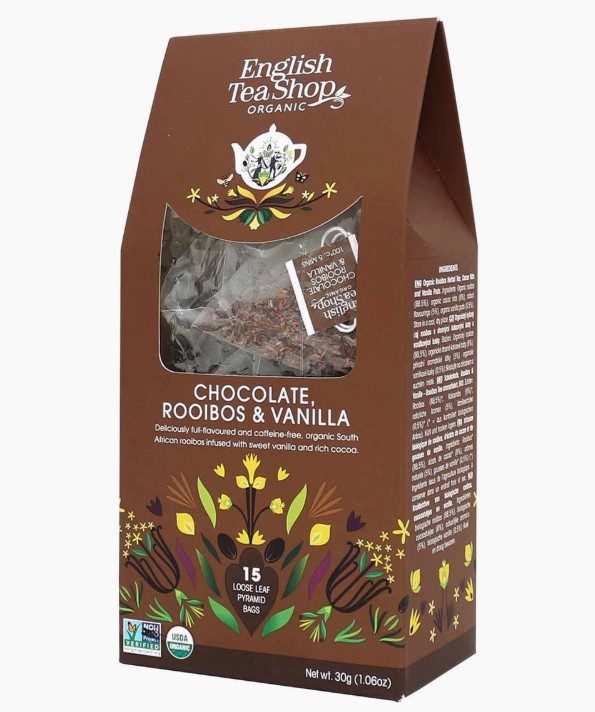 Rooibos orgánico con cacao y vainilla, 15 bolsas piramidales